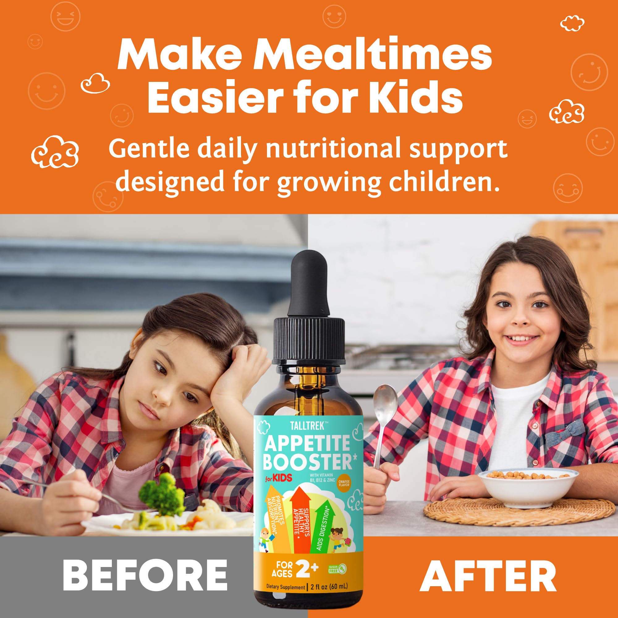 TallTrek Appetite Booster Drops dispense easily with a kid-friendly pump for precise dosing.