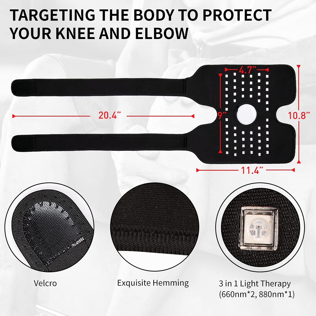 Close-up of Talsafe infrared light pad showing dual-wavelength LEDs.