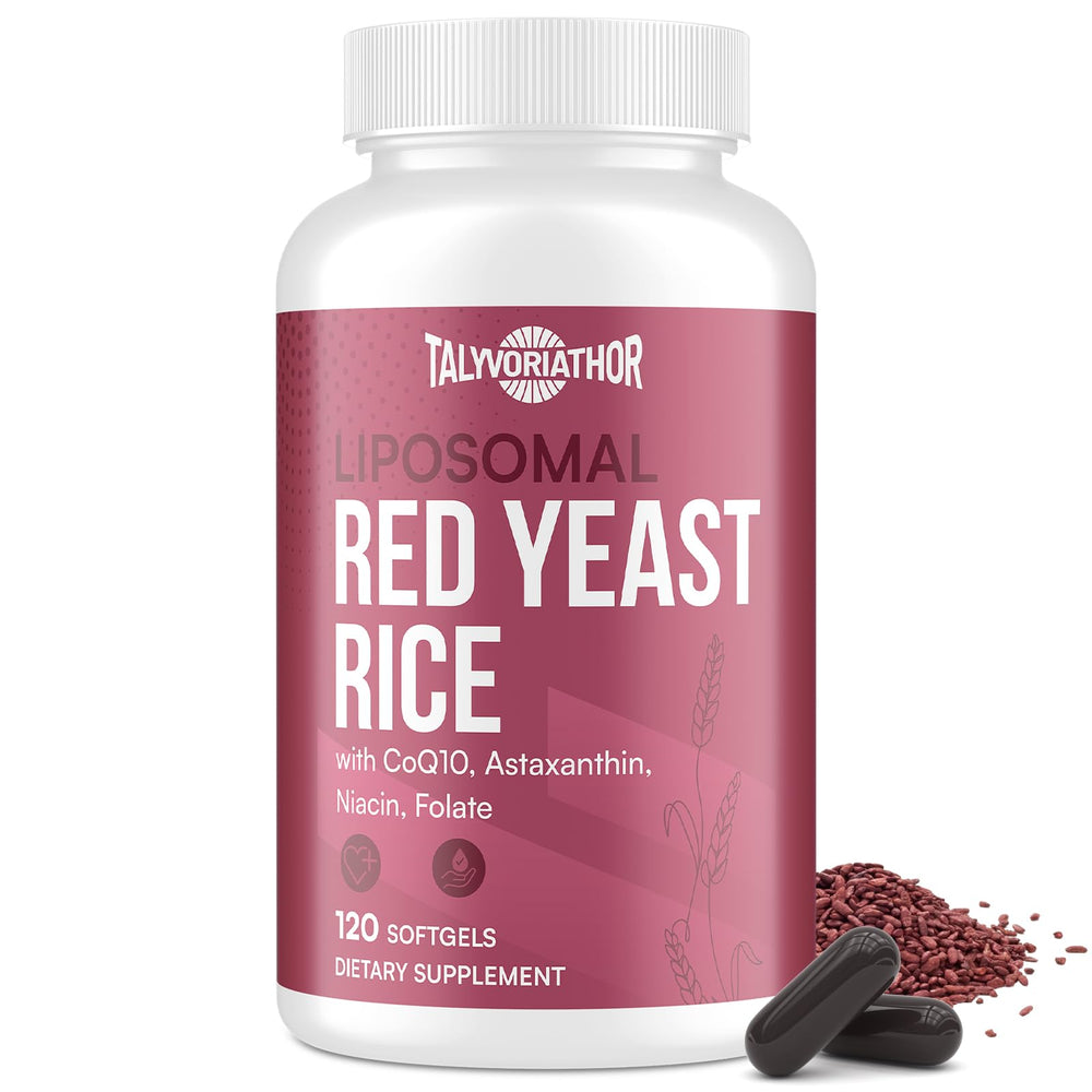 Talyvoriathor liposomal red yeast rice bottle showcasing high-absorption softgels