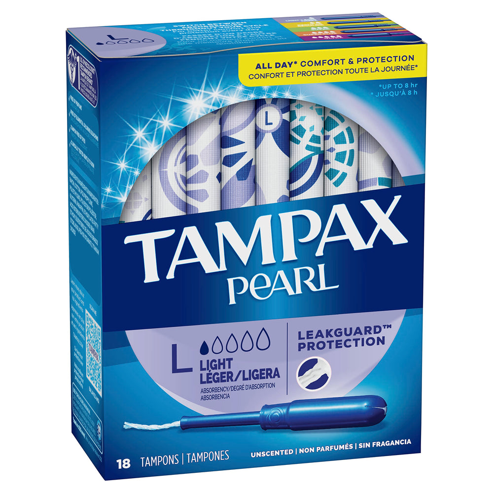 Tampax Pearl five absorbencies support daily adaptability.