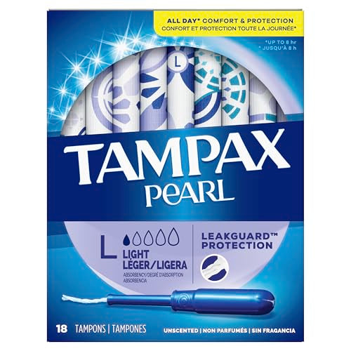 Tampax Pearl light absorbency applicator with anti-slip grip for easy insertion.