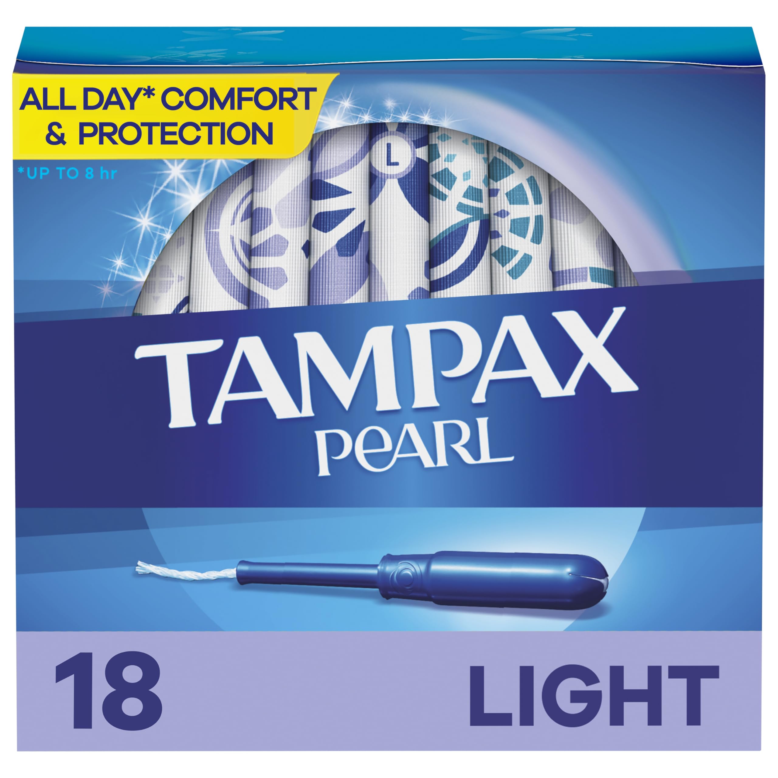 Tampax Pearl light tampon with LeakGuard Braid for lighter days and leak protection.