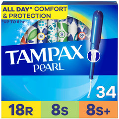 Tampax Pearl regular absorbency tampon with anti-slip grip eases insertion.