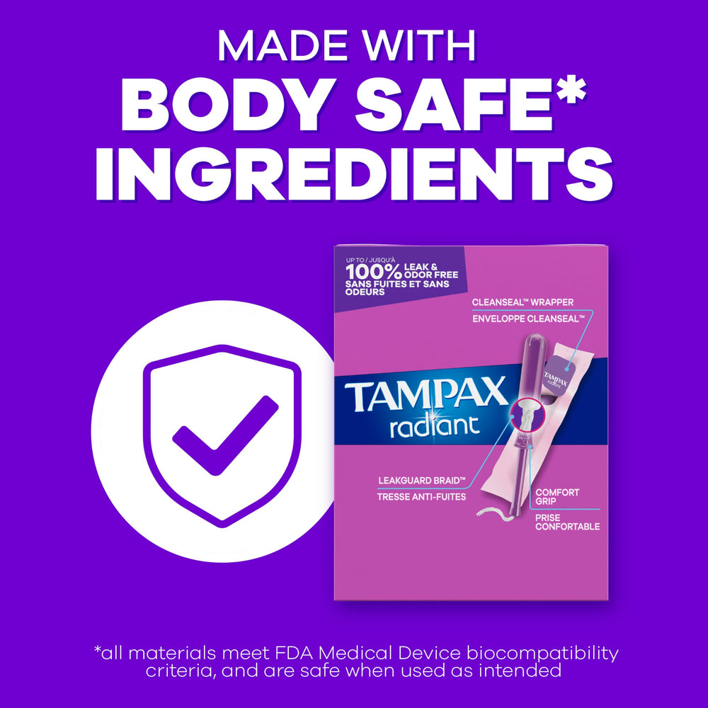 Tampax Radiant CleanSeal wrapper for easy disposal