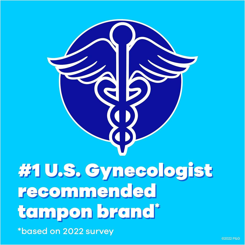 Tampax Regular tampons packaging dimensions viewed from side angle.