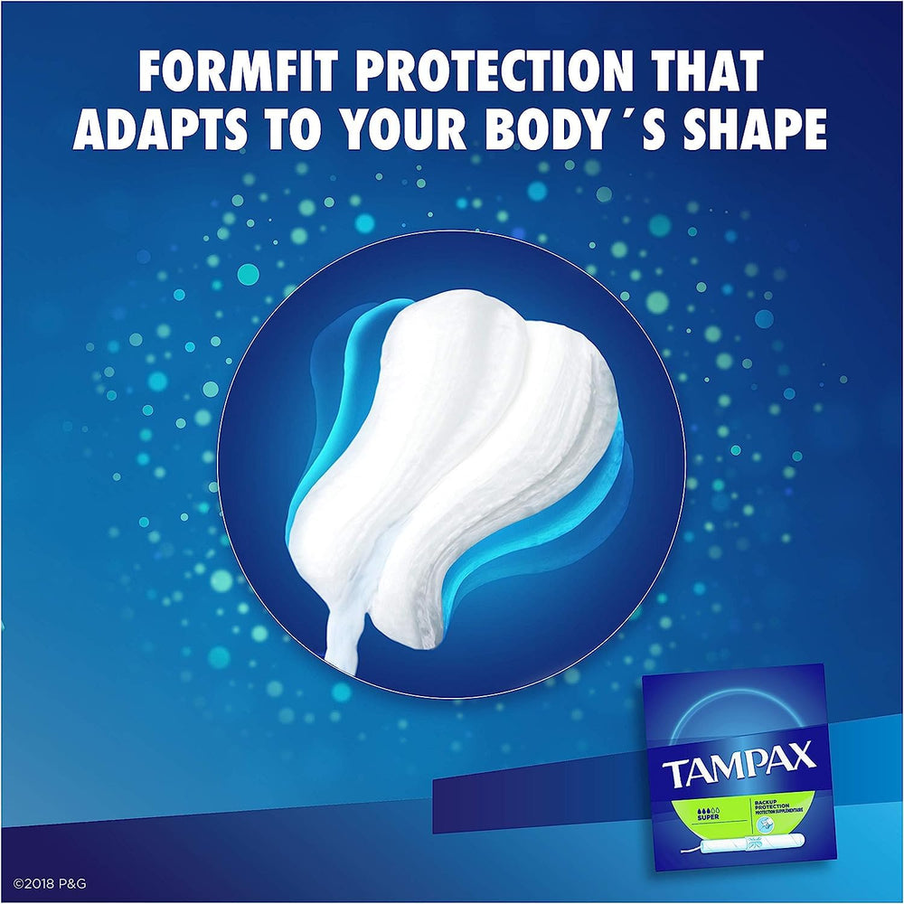 Tampax tampon 80ct box front shows bulk packaging for stocking up.