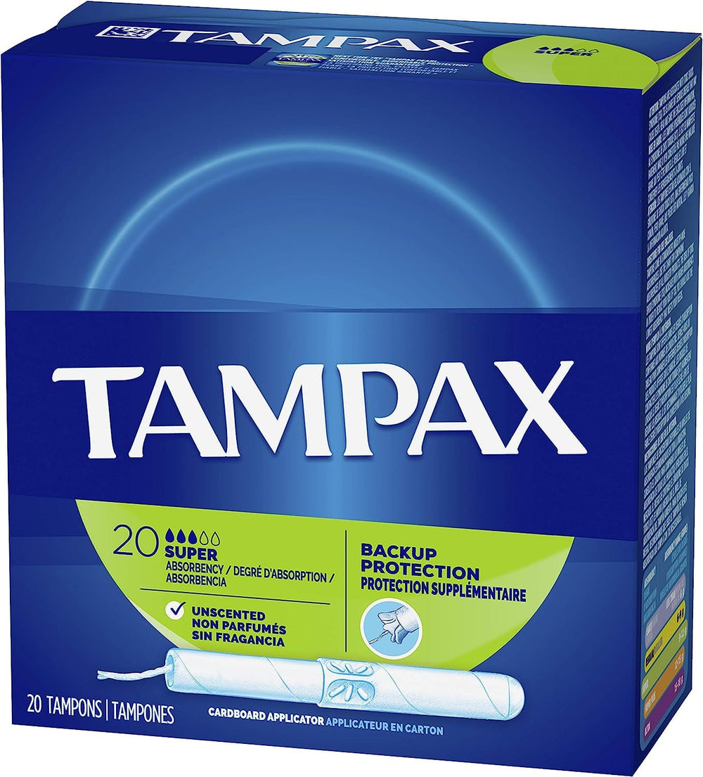 Tampax Tampon 80ct packaging on display, emphasizing value for everyday protection.