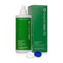Tangible Clean multipurpose solution bottle for easy cleaning and storage of contact lenses.