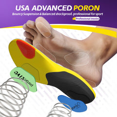 TANSTC PORON cushioning insoles provide superior shock absorption for walking and standing.