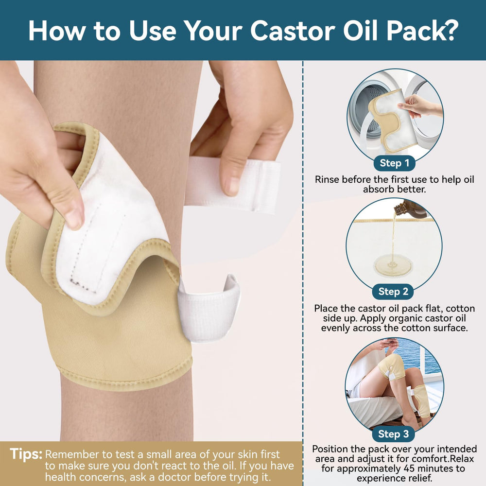 Taoscare castor oil pack wrap interior cotton absorbs oil while easy to machine wash.