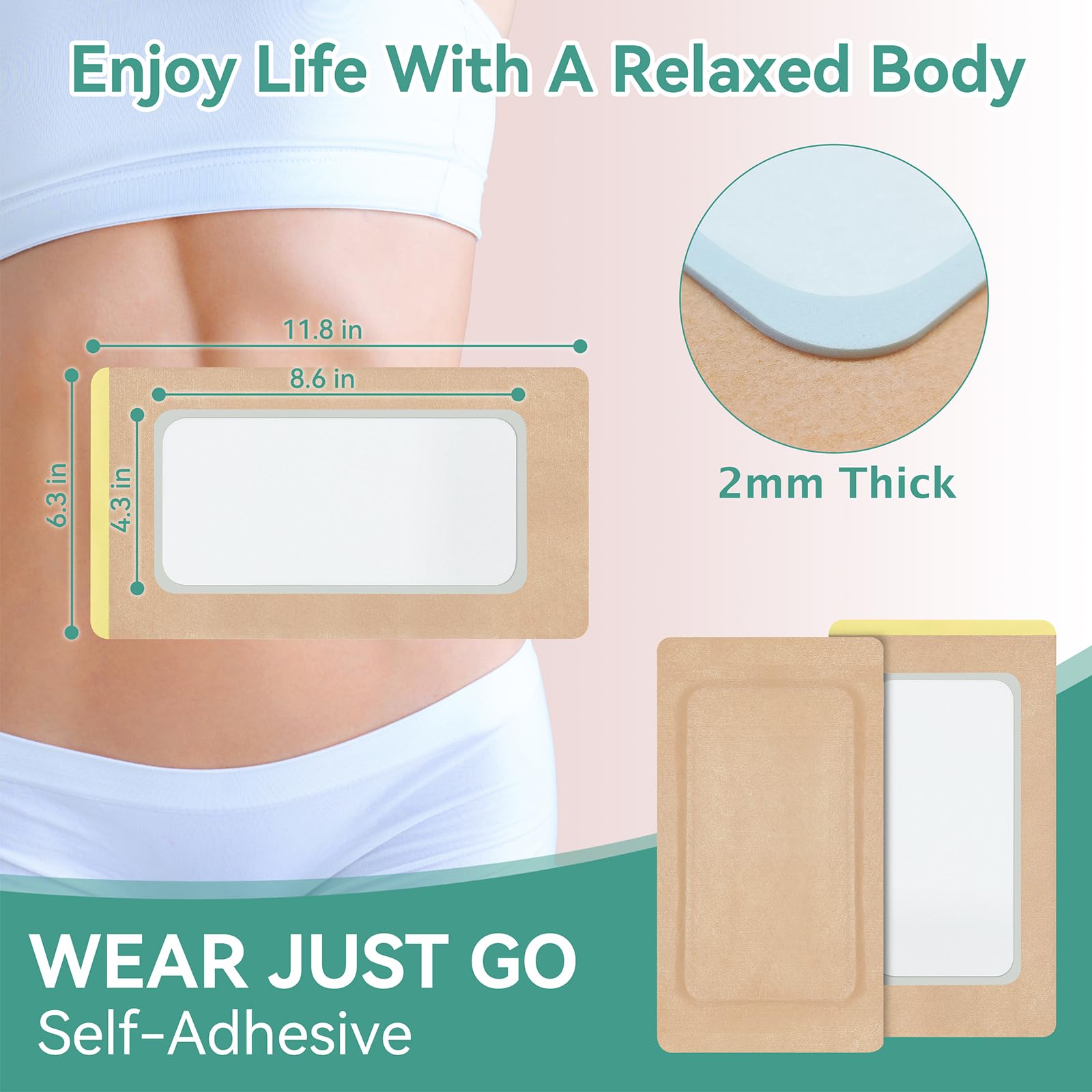 Taoscare castor oil pack wrap over the stomach area for soothing coverage.