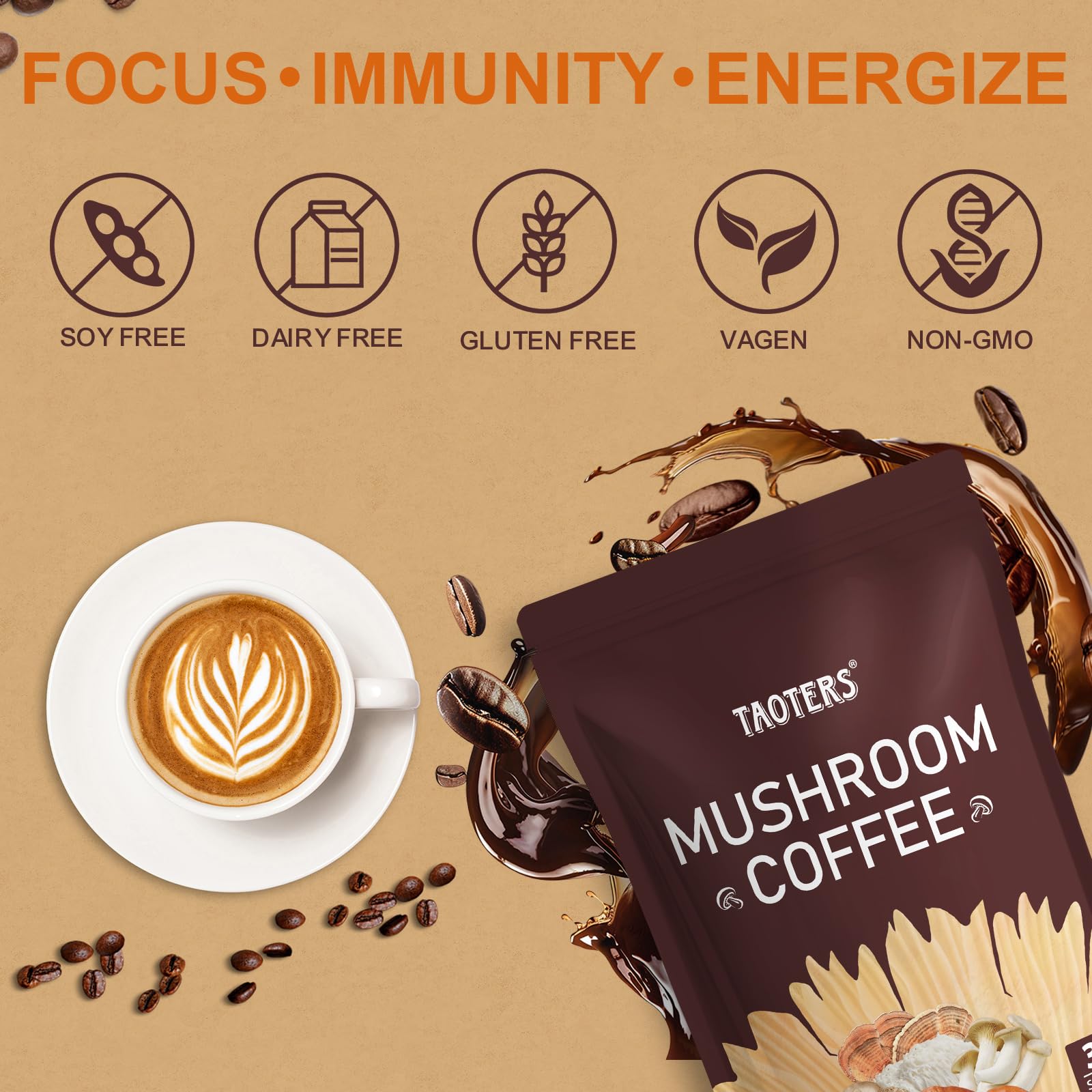 TAOTERS Mushroom Coffee glass in a steady morning routine for a smoother start.