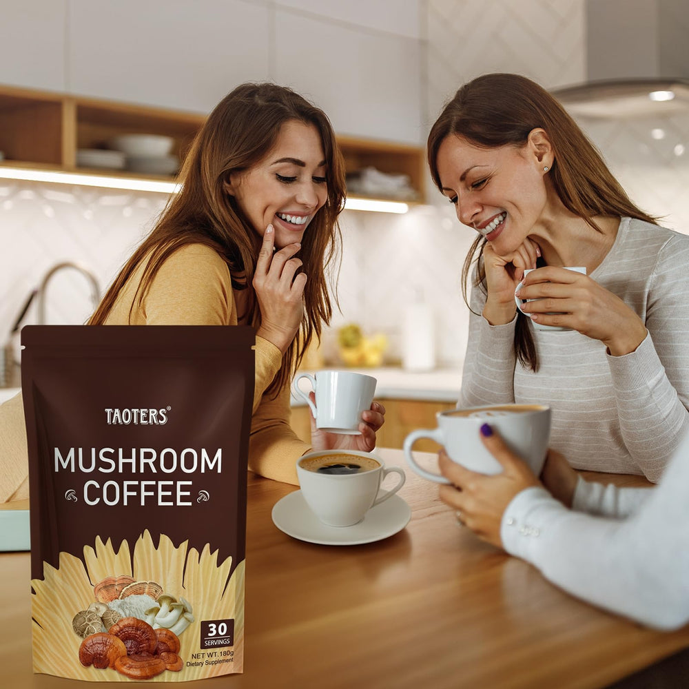 TAOTERS Mushroom Coffee sealed tub ready for daily use.