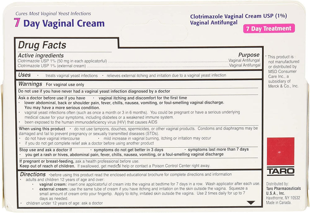 TARO Clotrimazole pack of four with seven disposable applicators for a seven-day regimen