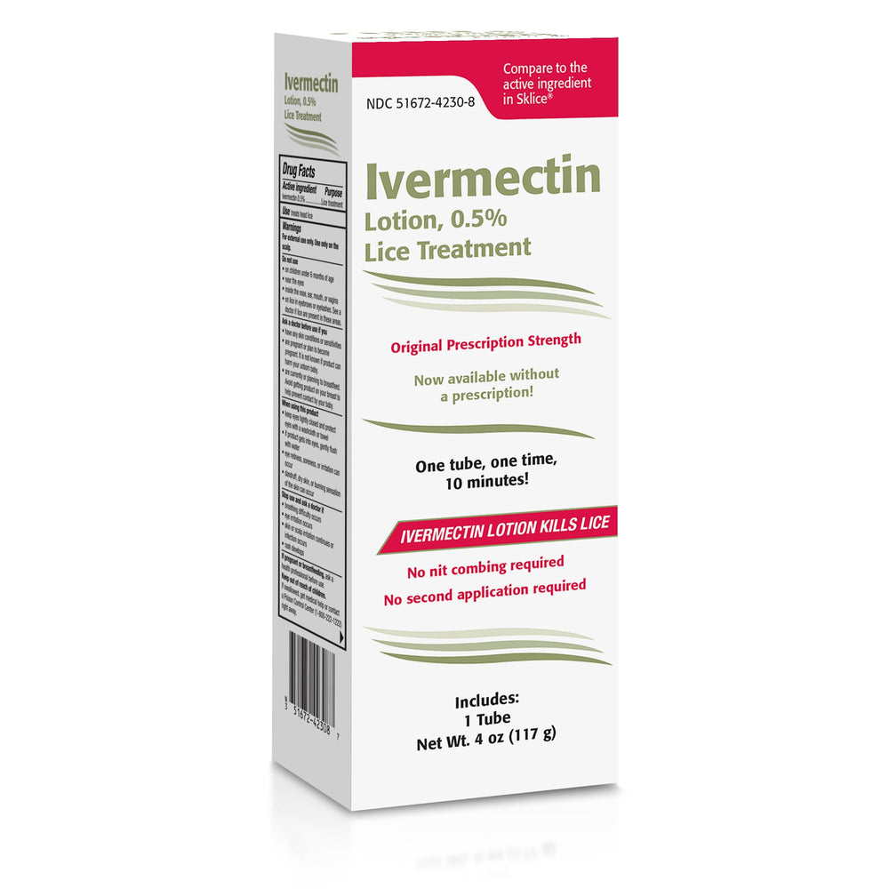 TARO Ivermectin Lotion packaging reveal shows compact home-use bottle.
