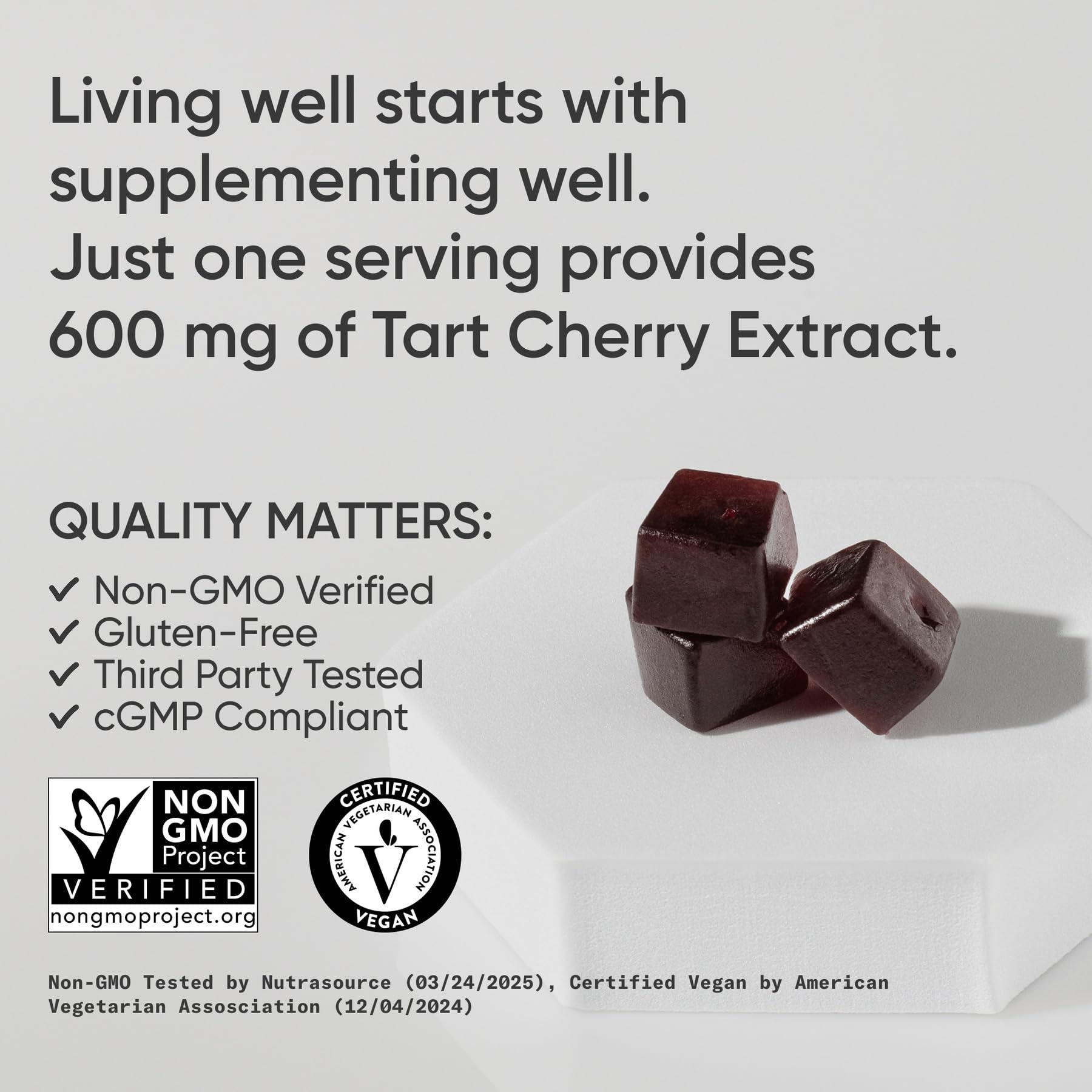 Sports Research Tart Cherry Gummies close-up showing sugar-free, flavorful bite.