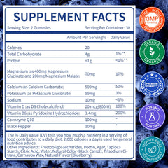 TasoMomi Magnesium Glycinate Gummies nutrition label shows dose per serving for informed supplementation.