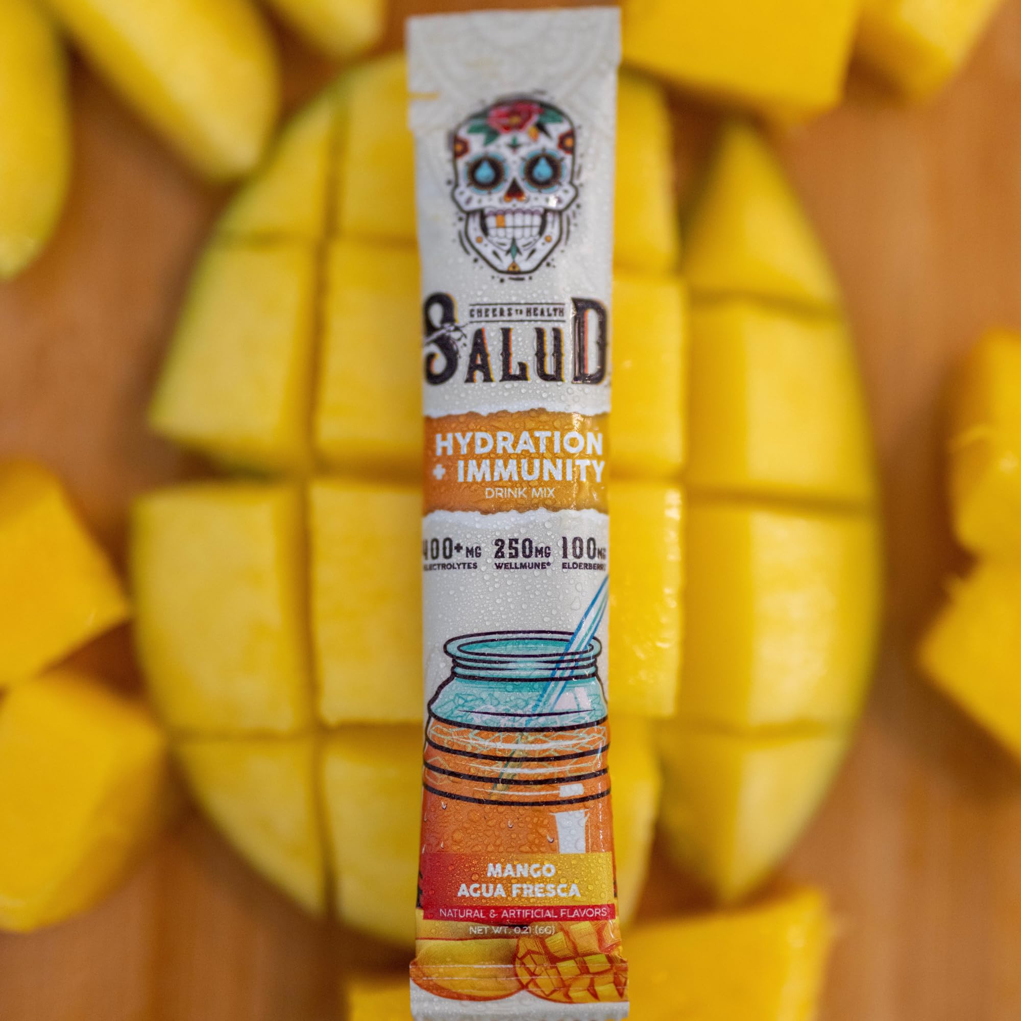 Taste Salud label highlights 1g sugar and 10 calories per serving.