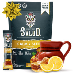 Taste Salud 2-in-1 Sleep Aid Lemon Honey dissolving in a glass for bedtime calm.