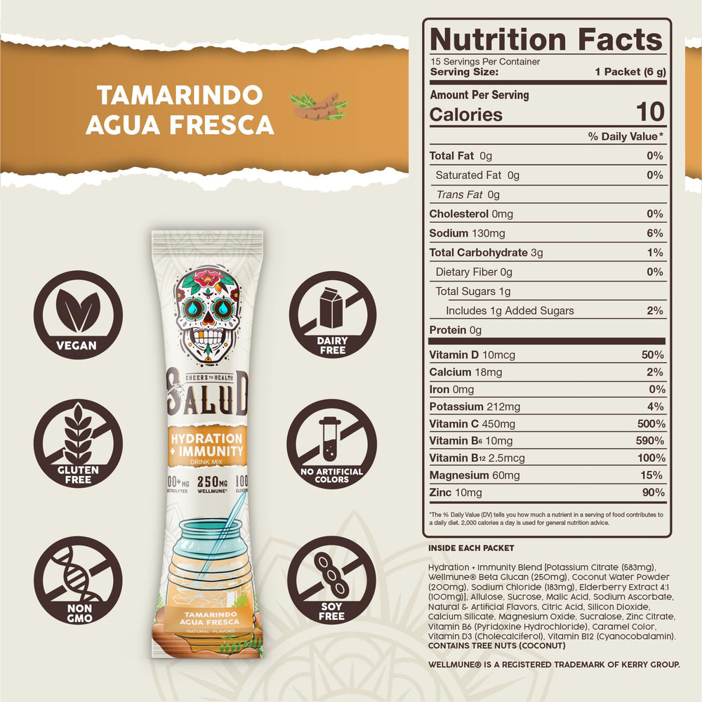 Taste Salud agua fresca drink mix poured into glass with ice