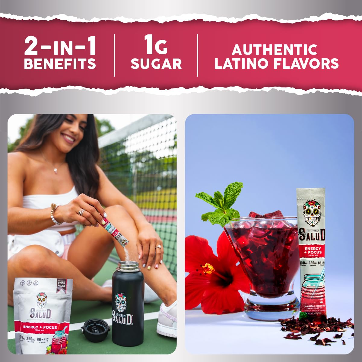 Taste Salud agua fresca mix packets ideal for refreshing hydration during workouts.