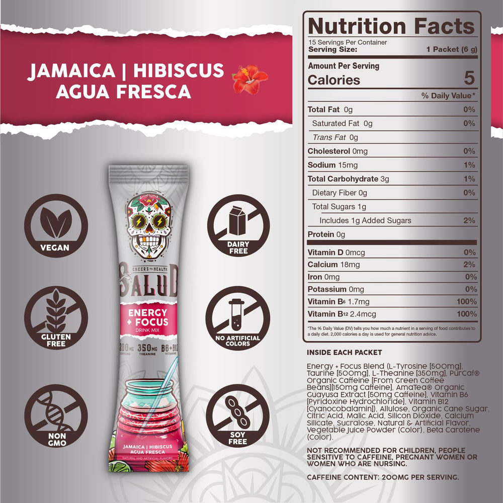 Taste Salud amino acids show L-theanine tyrosine and taurine for mindful alertness.