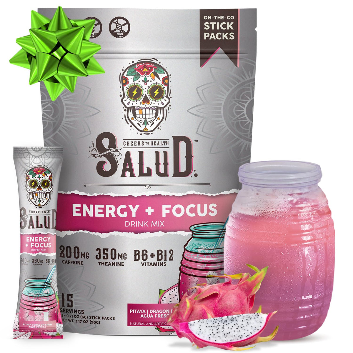 Taste Salud 2-in-1 energy powder with Dragon Fruit flavor boosts focus during workouts