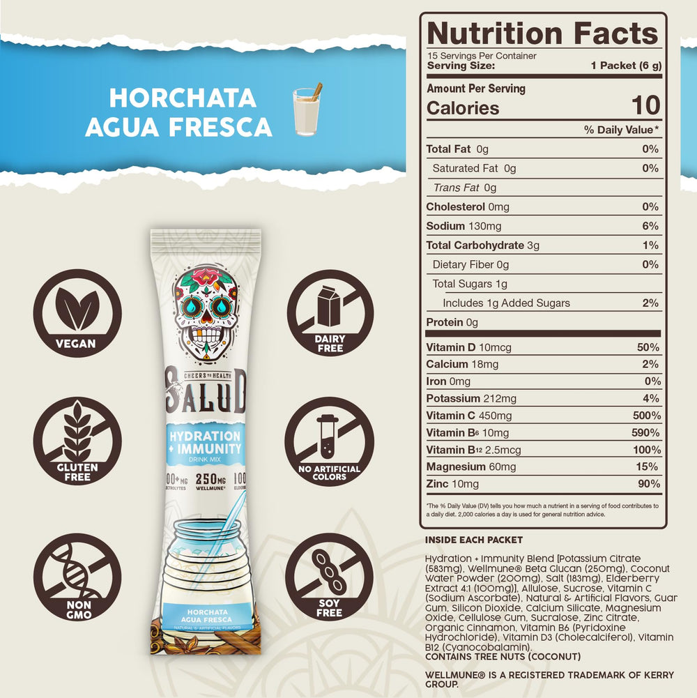 Taste Salud elderberry immune boost poured into water for daily defense.