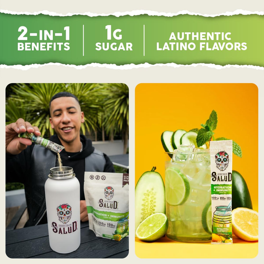 Taste Salud immunity electrolyte powder boosts hydration and daily wellness during workouts.