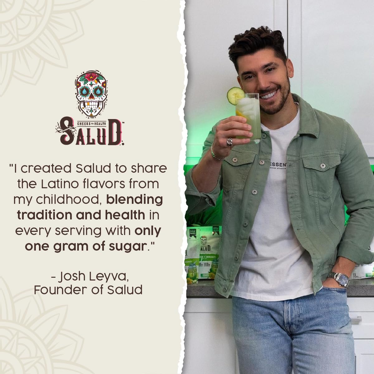 Taste Salud low-calorie 1g sugar drink mix beside a fitness bottle