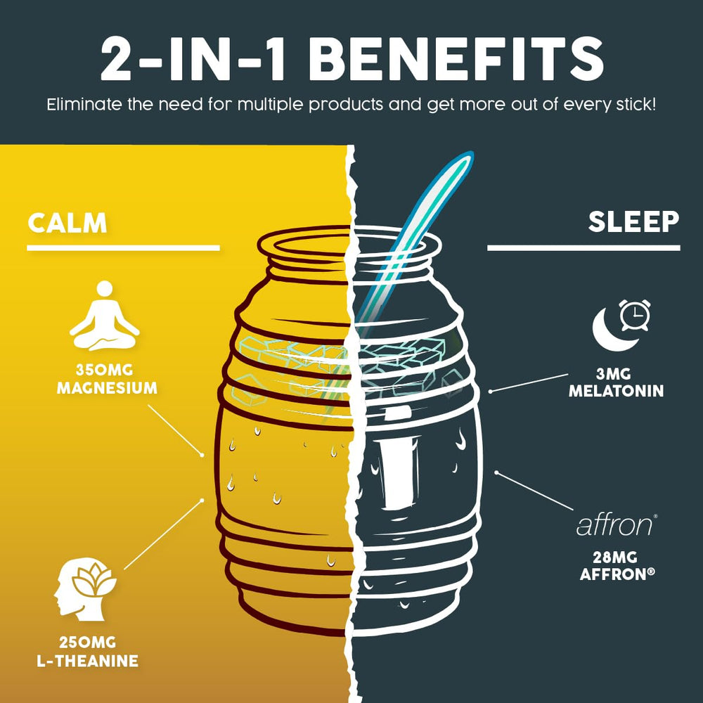 Taste Salud magnesium and L-theanine calm ingredients displayed with bottle.