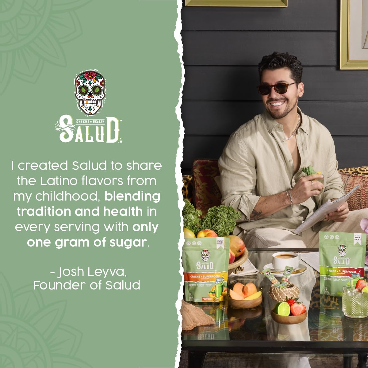 Taste Salud stick packs on-the-go ready to mix for a quick boost