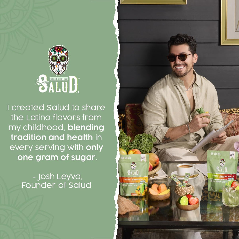 Taste Salud stick packs on-the-go ready to mix for a quick boost