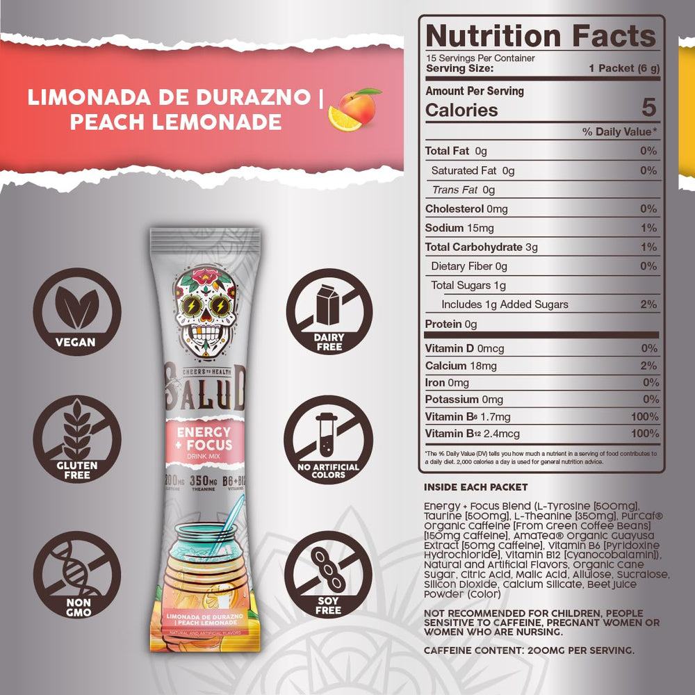 Taste Salud organic caffeine sources packaging highlights clean, sustained energy