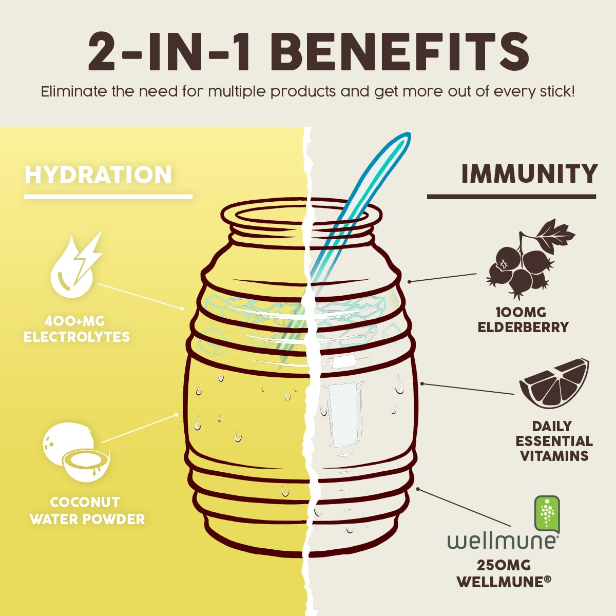 Taste Salud stick-pack dissolving in a glass of water for on-the-go hydration