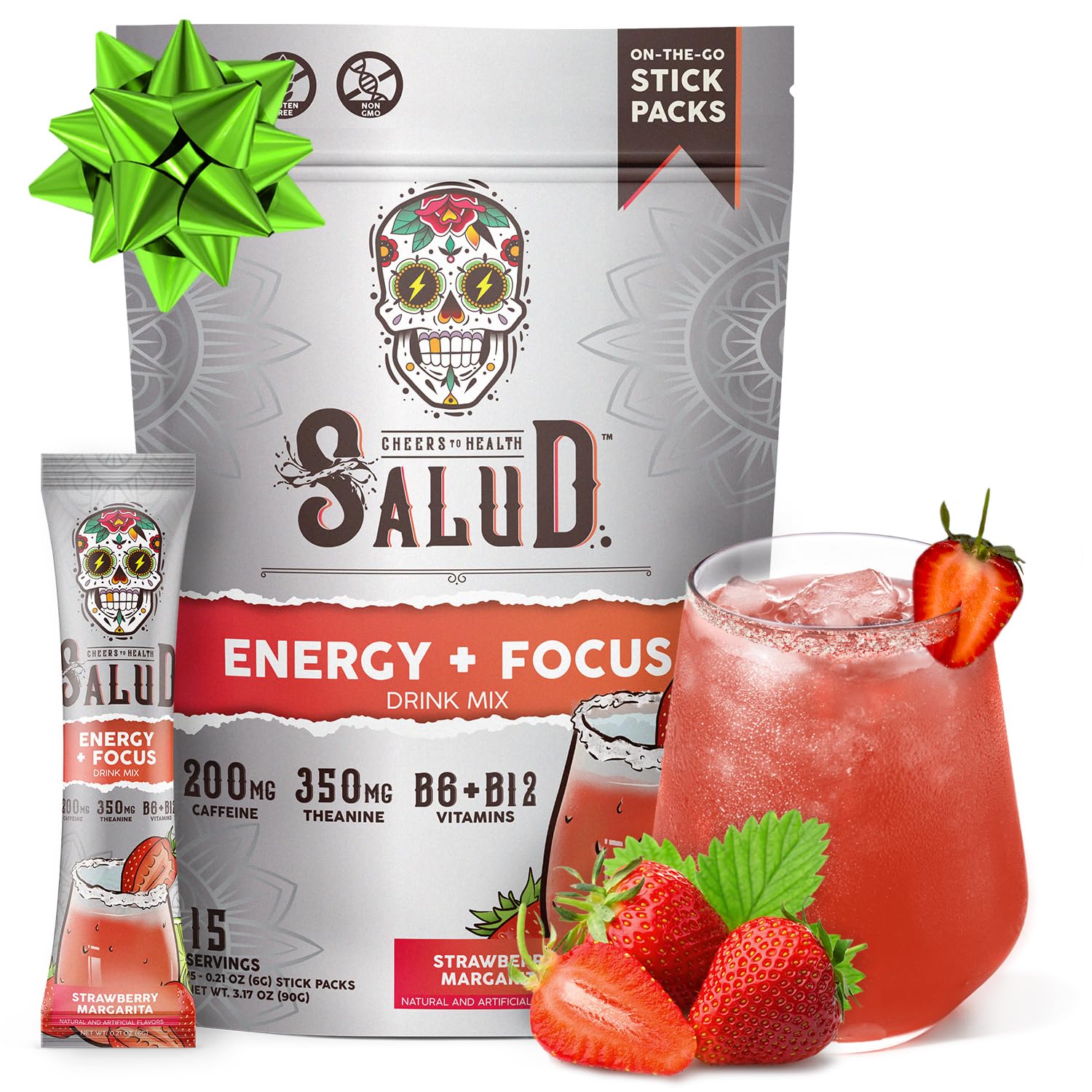 Taste Salud strawberry margarita stick pack for on-the-go energy and flavor