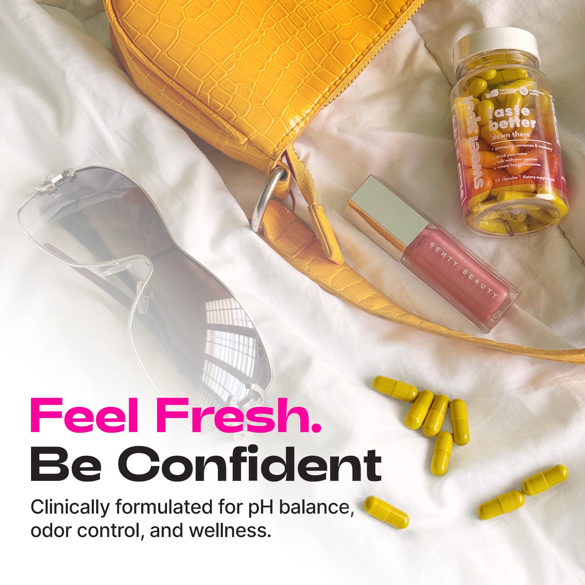 Taste The Sweet Spot packaging on shelf suggests convenient on-the-go capsule use.