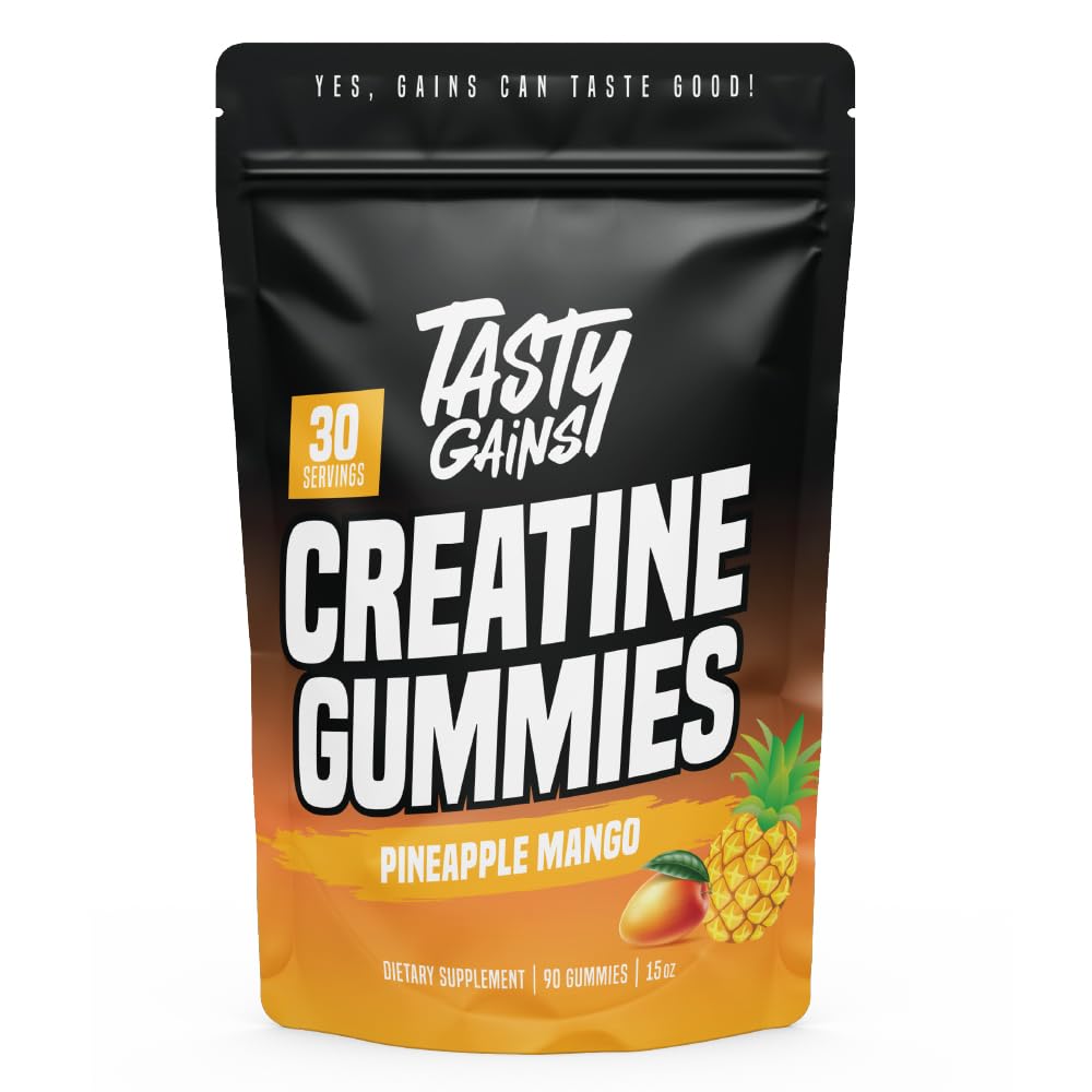TASTY GAINS Creatine Gummies hero pack for convenient pre-workout support