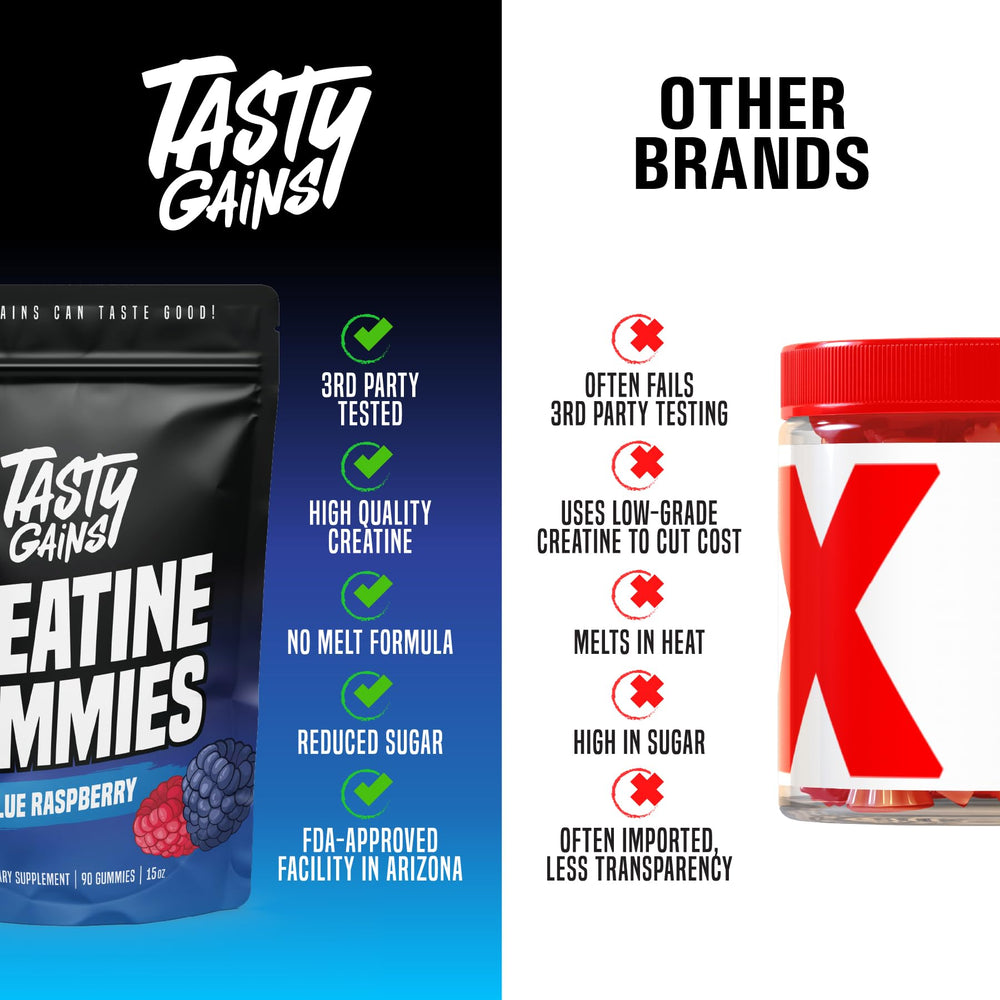Ingredients list highlighting creatine monohydrate for potential performance support.