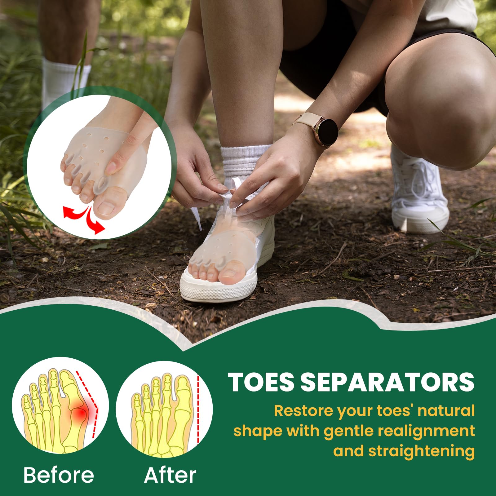 TASZOOS gel toe spacers cushion the ball of the foot for comfortable steps