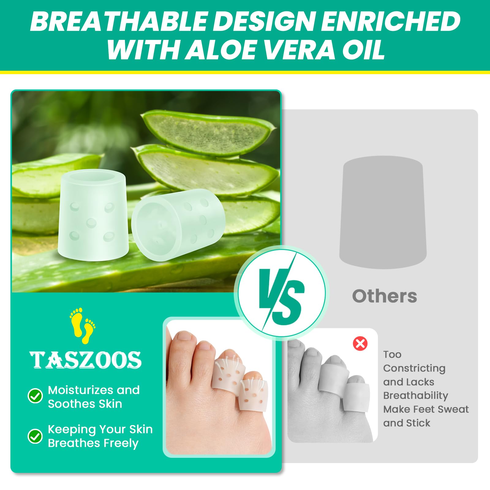 Medical-grade gel toe protectors by TASZOOS stay elastic