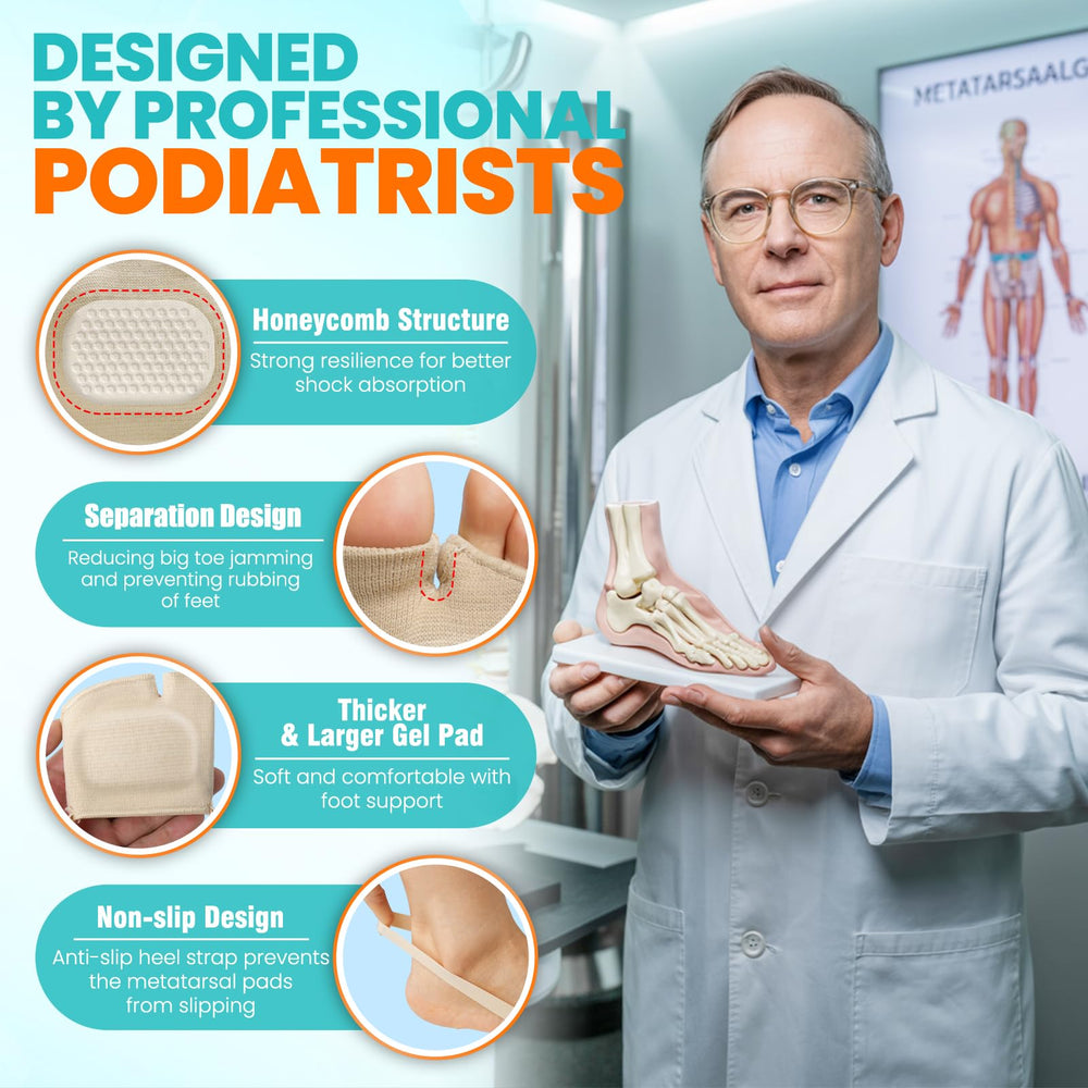 TASZOOS metatarsal pads forefoot cushion enhances comfort during standing or running.