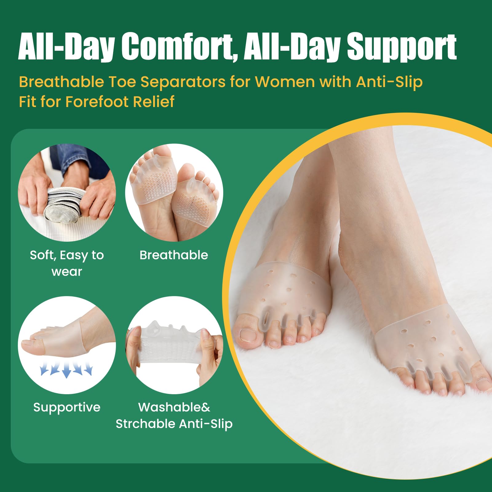 TASZOOS silicone ball-of-foot pads with ventilation for breathable wear
