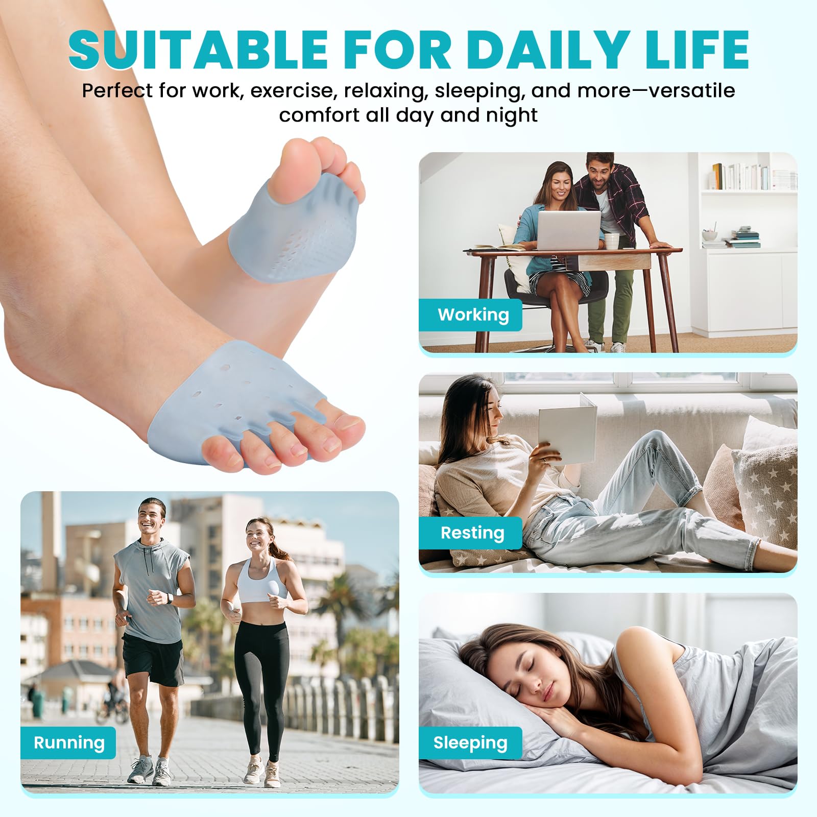 Taszoos toe separators inside sneakers for all-day wear