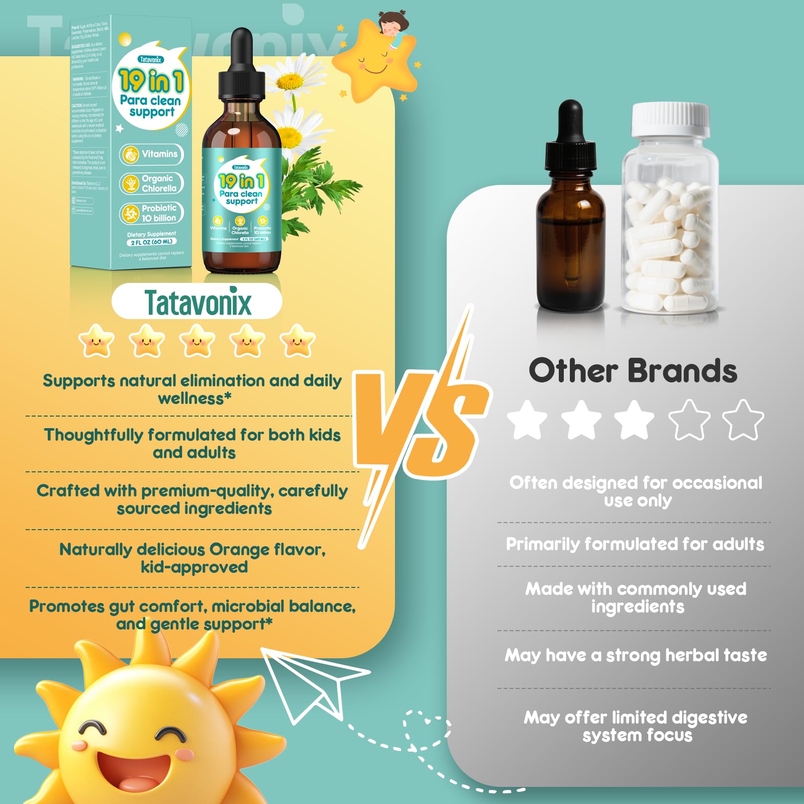 Tatavonix ingredients close-up features wormwood, black walnut, and chlorella.