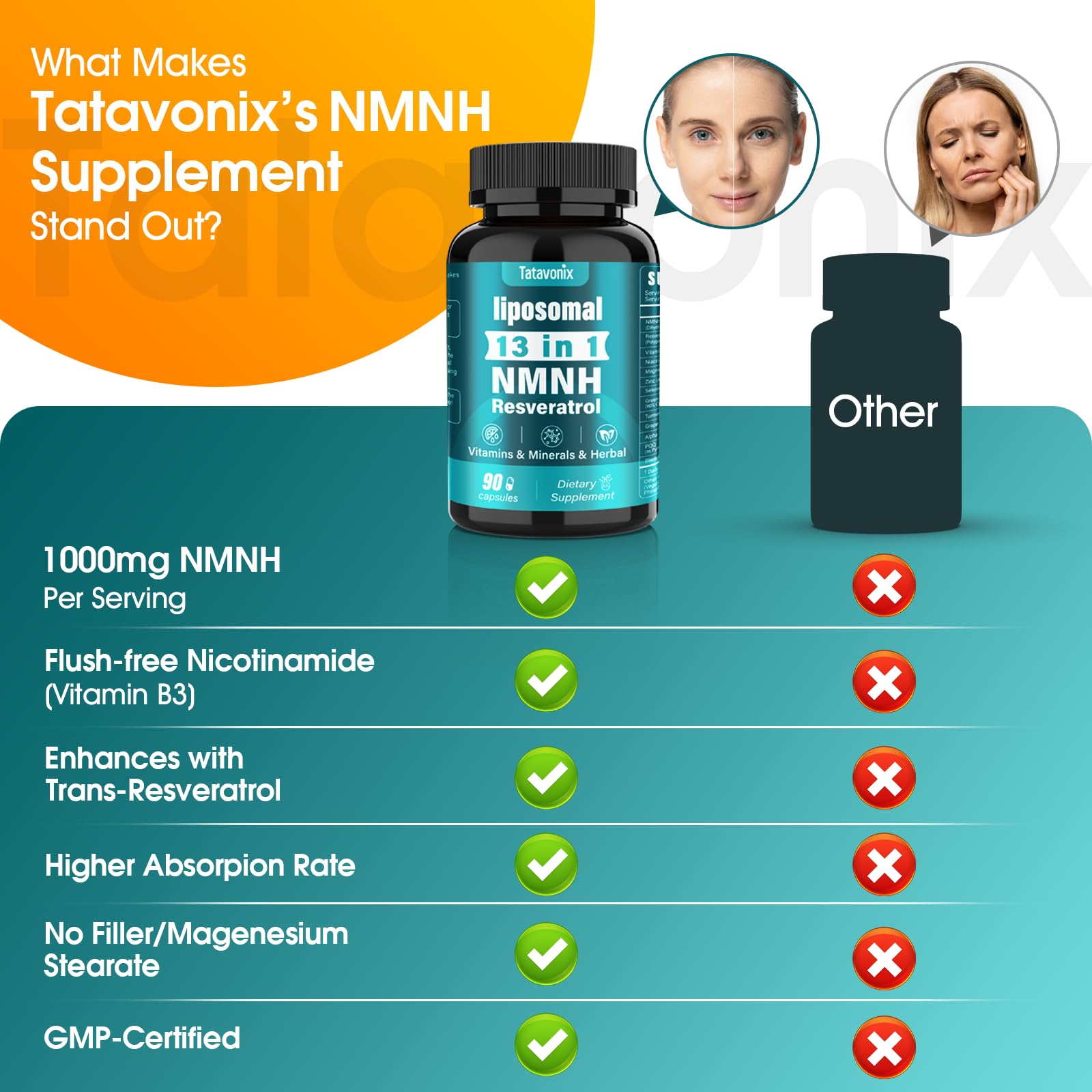 Tatavonix label highlights non-GMO and gluten-free formulation.