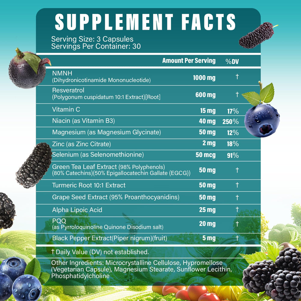 Tatavonix NMNH capsules depict high-potency 1000 mg serving for sustained energy.