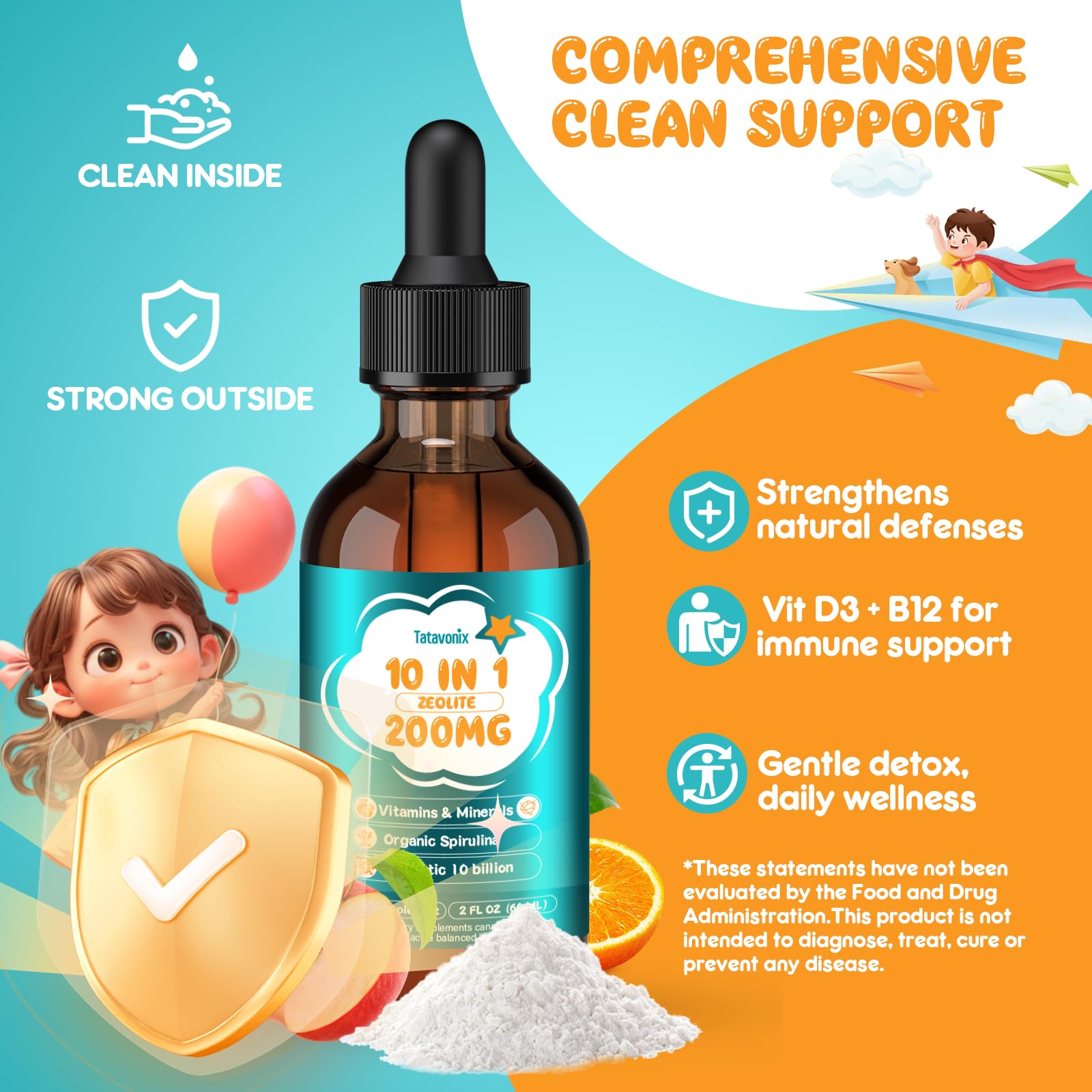 Tatavonix Zeolite Detox Drops 60ml bottle—daily immune and energy support.
