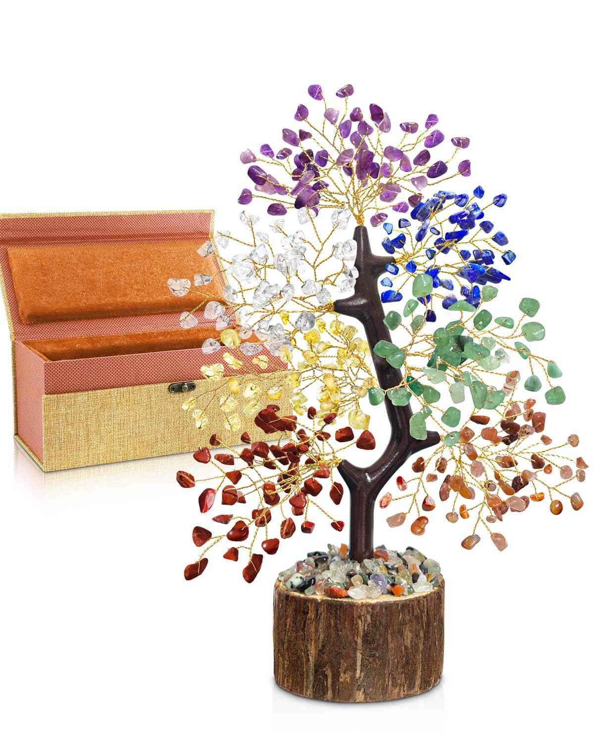 TATOODAA 7 Chakra Crystal Tree on desk promotes positive energy and mindful workspace.