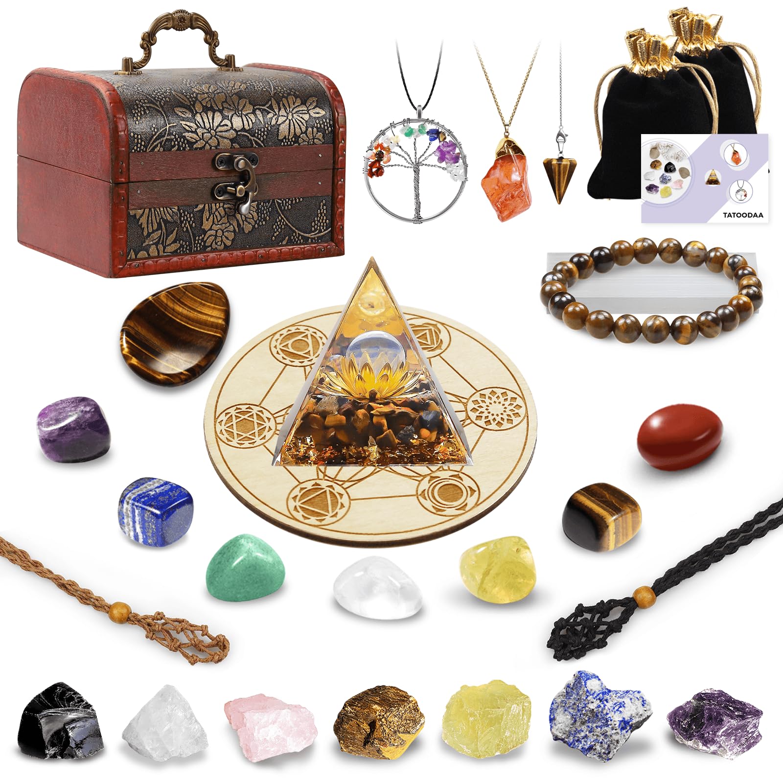 TATOODAA chakra stones set for meditation and balance